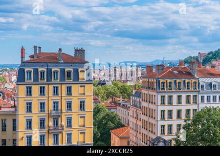 Elevated view of the beautiful cityscape of Lyon in France Stock Photo