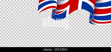 British flag. Transparent background with waving flag of the united kingdom. RGB colors red, blue,white. Vector illustration. Stock Vector