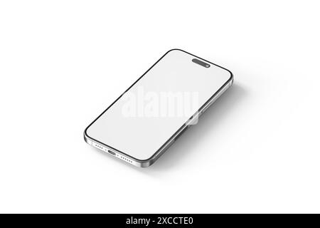 Smartphone 3D Rendering Isolated on White Background Stock Photo