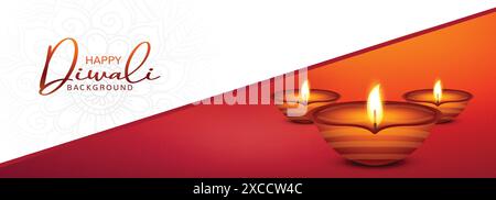 Happy diwali banner for festival of lights diwali celebration card background Stock Vector