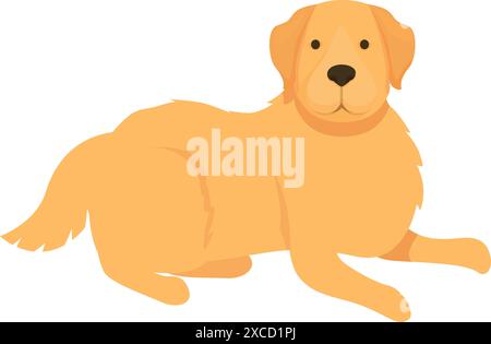 Golden Retriever Puppy Dog Laying Vector Drawing Illustration Cartoon ...