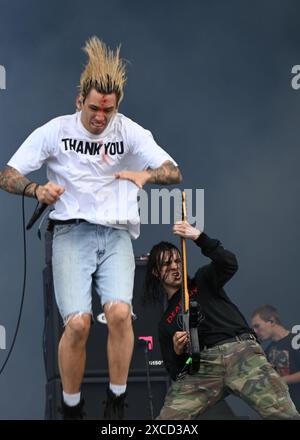 Donington, United Kingdom. 16th June 2024. Code Orange play an early set on Main Stage at Download Festival. Credit: Cristina Massei/Alamy live news Stock Photo