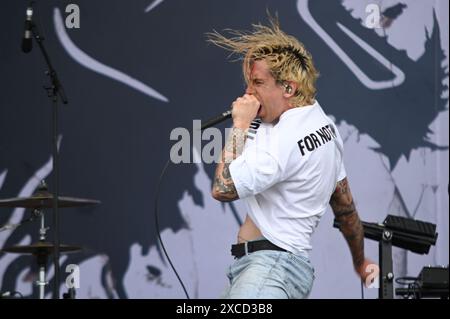 Donington, United Kingdom. 16th June 2024. Code Orange play an early set on Main Stage at Download Festival. Credit: Cristina Massei/Alamy live news Stock Photo