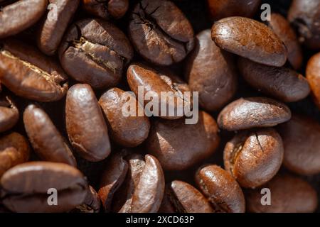 Close view of Roasted Coffee Bean Seeds Stock Photo