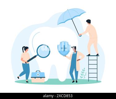 Teeth Inspection with Magnifying Glass. Flat Vector Icon illustration ...
