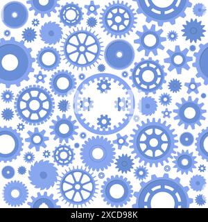Mechanical parts seamless pattern. Machine gears and wheels. Repeated print. Industrial elements. Technical steel details. Cogwheels mechanism Stock Vector