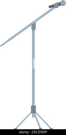 Professional microphone is securely mounted on a sturdy tripod, ready to capture high quality audio Stock Vector