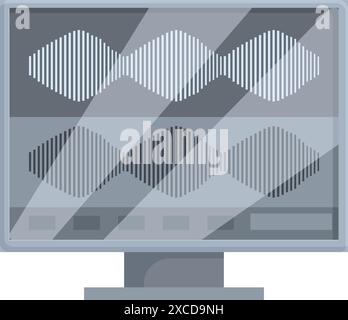 Computer screen showing audio editing software displaying a sound waveform, for concepts such as music production and audio engineering Stock Vector