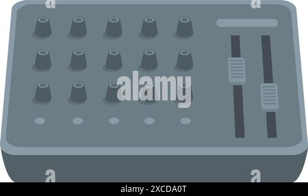 Modern audio mixing console featuring knobs and faders for adjusting sound levels and effects Stock Vector