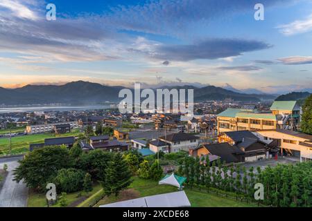 Miyazu, Kyoto, Japan townscape in the morning. Stock Photo