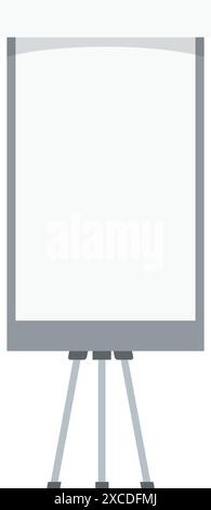 Blank projection screen is standing on a tripod, ready for a business presentation Stock Vector