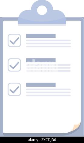 Clipboard with a completed checklist, representing accomplishment and productivity in a professional setting Stock Vector