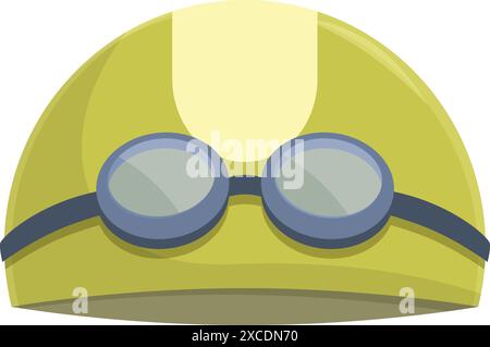 Professional swimming goggles on yellow swim cap are ready for training in the pool or open water Stock Vector