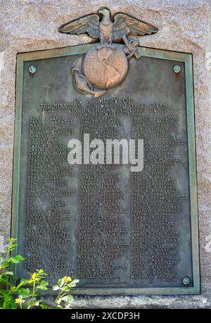 United States Marine Corps WW I Memorial was dedicated in 1936 in Minneapolis, Minnesota.  The memorial was erected by a local chapter of the American Stock Photo