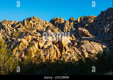 Unusual rock formations; Indian Cove Campground; Joshua Tree National Park; southern California; USA Stock Photo