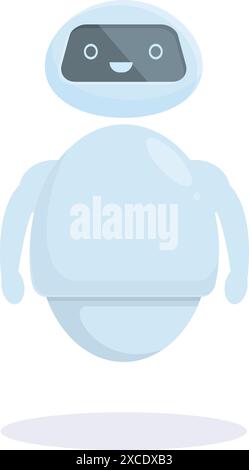 Cartoon illustration of a cute, friendly chatbot, floating with arms outstretched, ready to help and assist Stock Vector