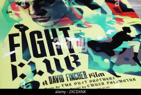 Viersen, Germany - May 9. 2024: Cinema film poster detail from classic movie Fight Club from 1999 Stock Photo