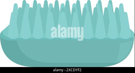 Cleaning brush with plastic handle and turquoise bristles for scrubbing Stock Vector