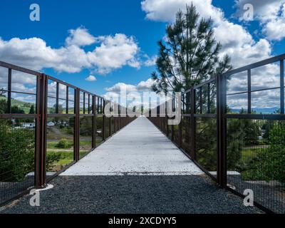 WA25435-00...WASHINGTON - Tekoa Trestle on the Palouse to Cascades Trail situated on the old Milwaukee Road Railroad Grade. Stock Photo