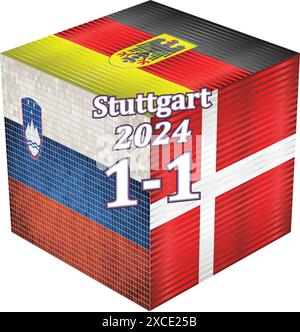 The UEFA European football championship,  Slovenia VS Denmark Score, Shiny Grunge Flag of Slovenia,  Shiny Grunge Flag of Denmark Stock Vector