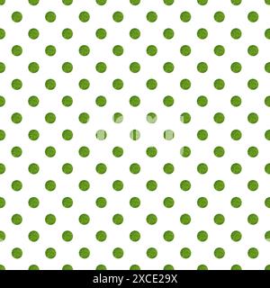 Abstract polka dot seamless pattern. Green watercolor textured dots on white background. Colorful dotted pattern. Retro seamless pattern for textiles, Stock Photo