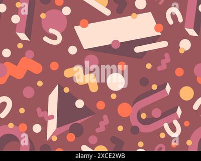 Geometric seamless pattern with memphis elements in 80s style. Colorful geometric pattern. Design of promotional products, wrapping paper and printing Stock Vector