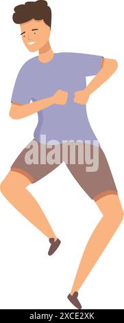 Young man is jumping in the air with a happy expression on his face Stock Vector