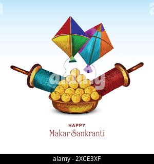 Happy makar sankranti holiday india festival background Stock Vector
