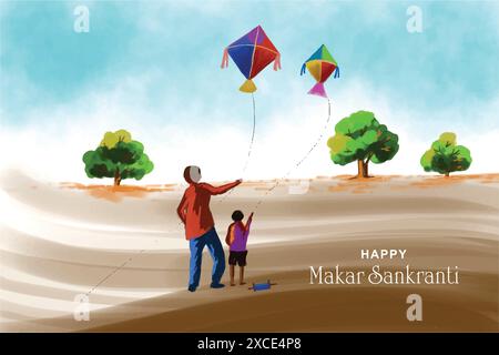 Happy makar sankranti holiday india festival background Stock Vector