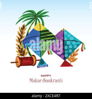 Makar sankranti greeting card holiday background Stock Vector