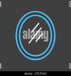Oval mirror vector on dark background icon. Graph symbol for furniture, web site and apps design, logo, app, UI Stock Vector