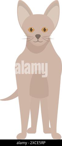 Cute abyssinian cat standing, a graphic illustration of a domestic short haired cat Stock Vector