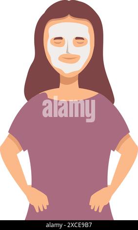 Young woman is enjoying a moment of self care, applying a cosmetic mask to her face Stock Vector