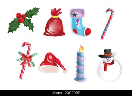 Beautiful decorative christmas elements set design Stock Vector