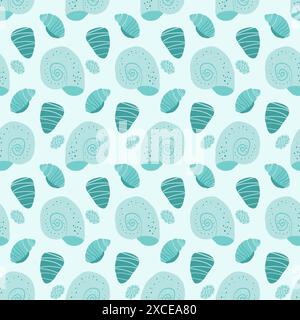 Seashells seamless pattern. Barnacles and stones endless background. Vector hand drawn illustration. Stock Vector