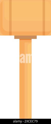 Simple illustration of a wooden hammer standing upright on a white background, potentially useful for projects related to carpentry, construction, or diy Stock Vector