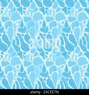 Abstract water liquid shapes seamless pattern. Organic drop shapes elements endless background. Geometric modern repeat cover. Vector hand drawn flat Stock Vector
