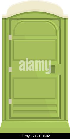 Green mobile toilet showing a closed door standing on a white background Stock Vector