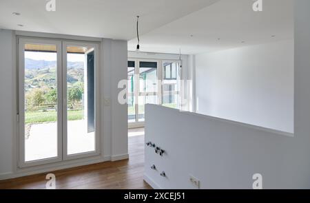 Interior of housing under construction, Residential building, Zarautz, Gipuzkoa, Basque Country, Spain, Europe. Stock Photo