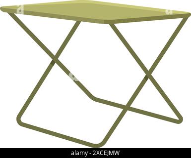 Folding camping table standing on white background, portable furniture for outdoor recreation and picnics Stock Vector