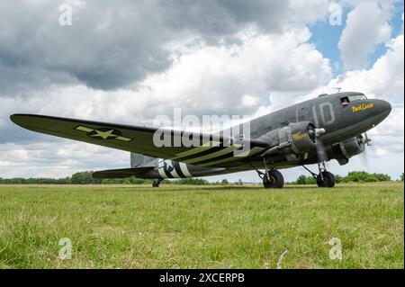 The iconic Douglas C-47 Skytrain military transport airplane. This was one of the most popular transport aircraft of World War II. Stock Photo