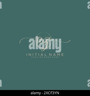 AZ Initial handwriting with circle template Stock Vector