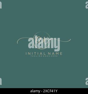 AX Initial handwriting with circle template Stock Vector