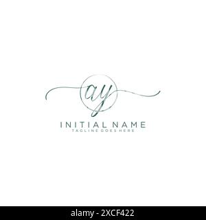 AY handwriting logo with circle template vector logo of initial ...