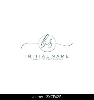 BS handwriting logo with circle template vector signature, wedding ...
