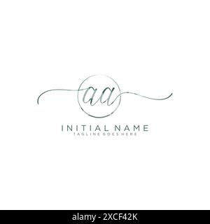 AA Initial handwriting with circle template Stock Vector
