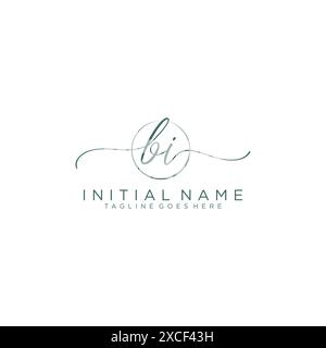 BI handwriting logo with circle template vector logo of initial wedding ...