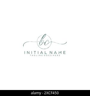BC handwriting logo with circle template vector logo of initial wedding ...