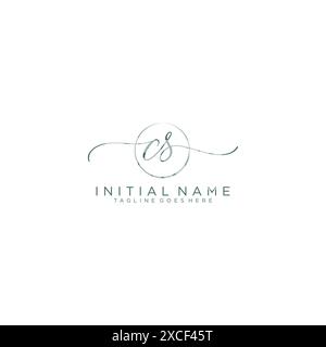 CS Initial handwriting with circle template Stock Vector