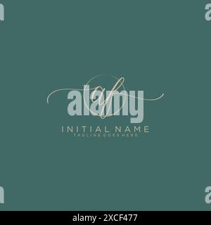 AF Initial handwriting with circle template Stock Vector